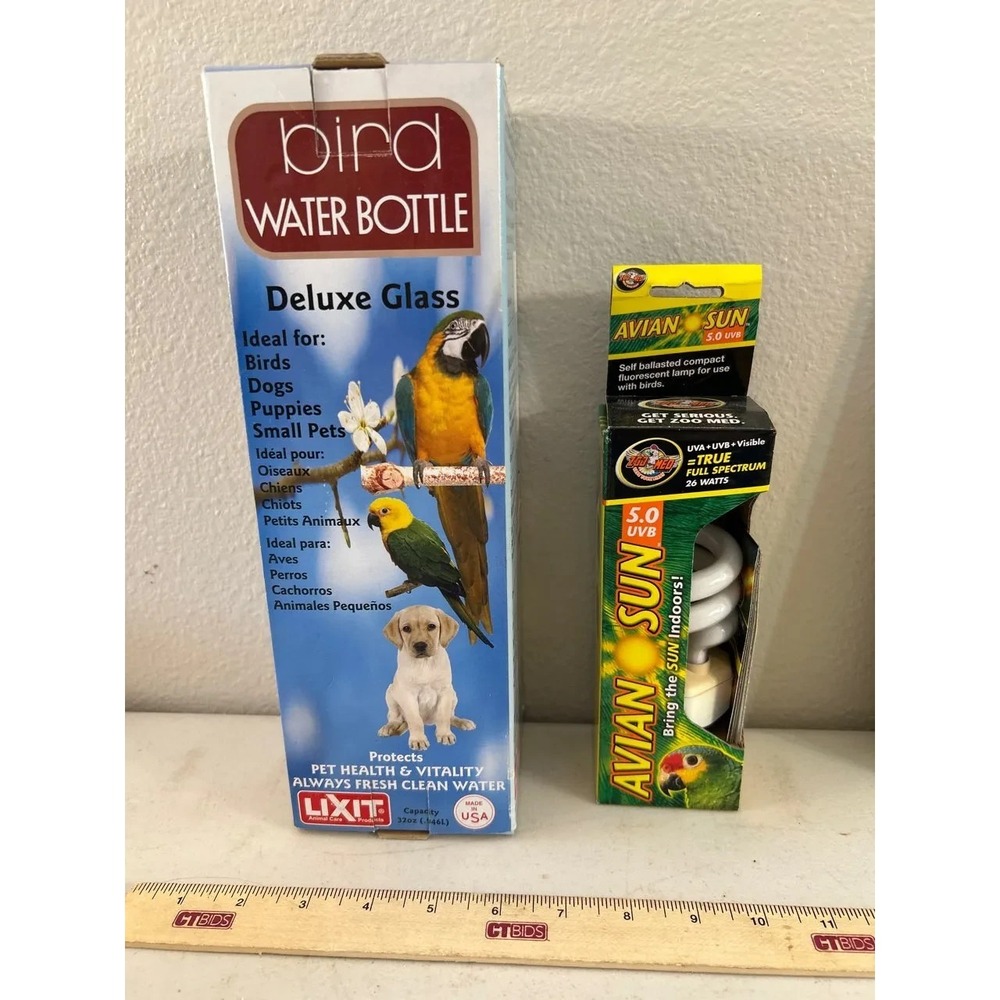 Parrot Lot - Bird Water Bottle, 5UVB Bird Bulb, Parrot Problem Solver+ - Picture 2 of 6
